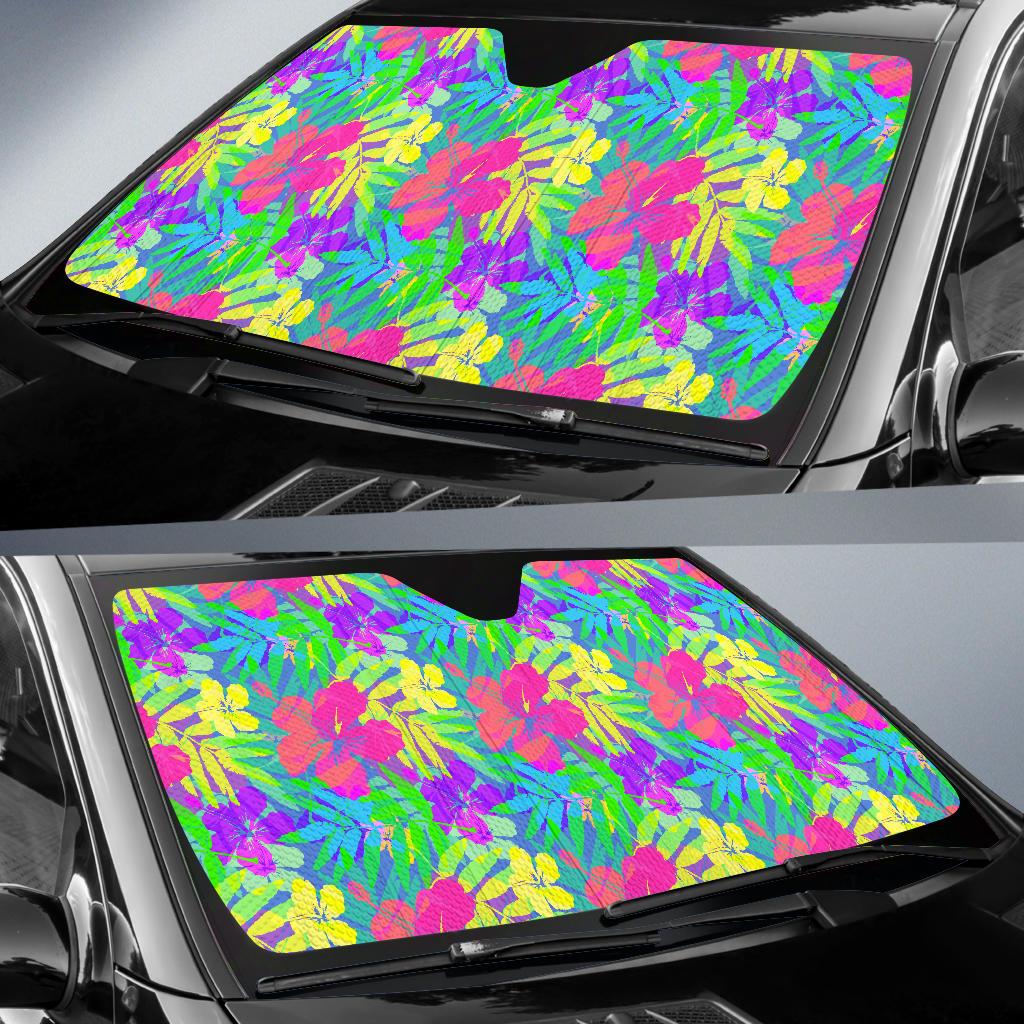 Neon Tropical Pattern Print Design A03 Car Sun Shades-JORJUNE.COM