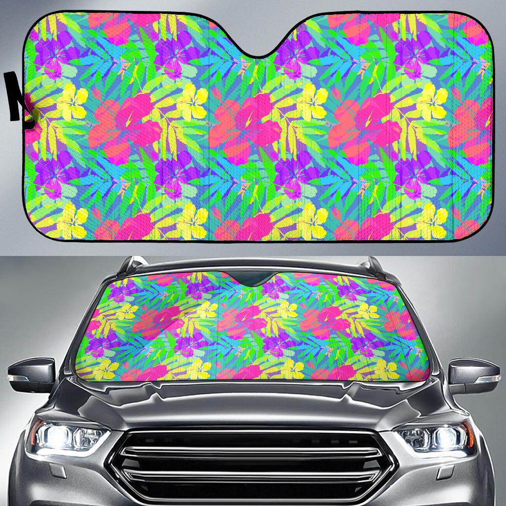 Neon Tropical Pattern Print Design A03 Car Sun Shades-JORJUNE.COM