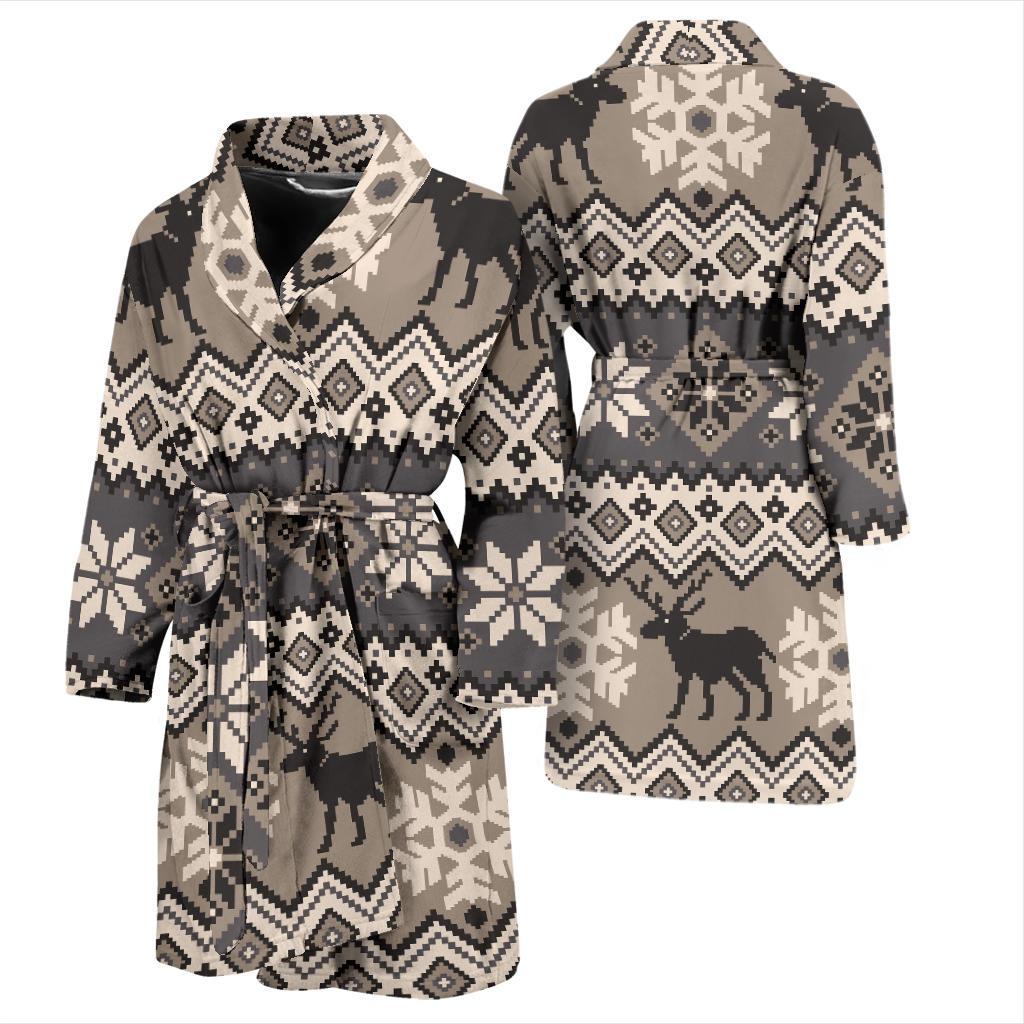 Nordic Pattern Print Design A01 Men Bathrobe-JORJUNE.COM