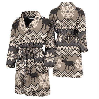 Nordic Pattern Print Design A01 Men Bathrobe-JORJUNE.COM