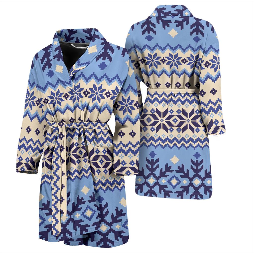 Nordic Pattern Print Design A03 Men Bathrobe-JORJUNE.COM
