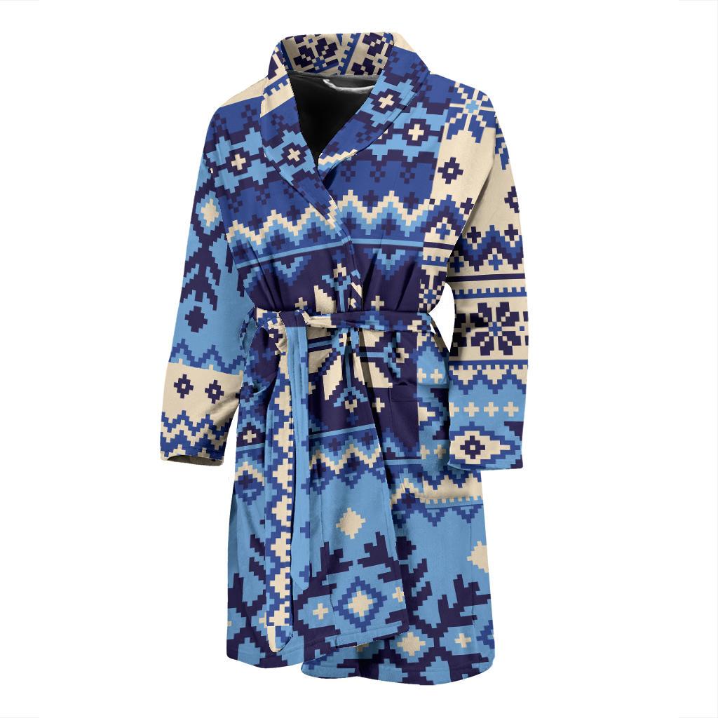 Nordic Pattern Print Design A04 Men Bathrobe-JORJUNE.COM