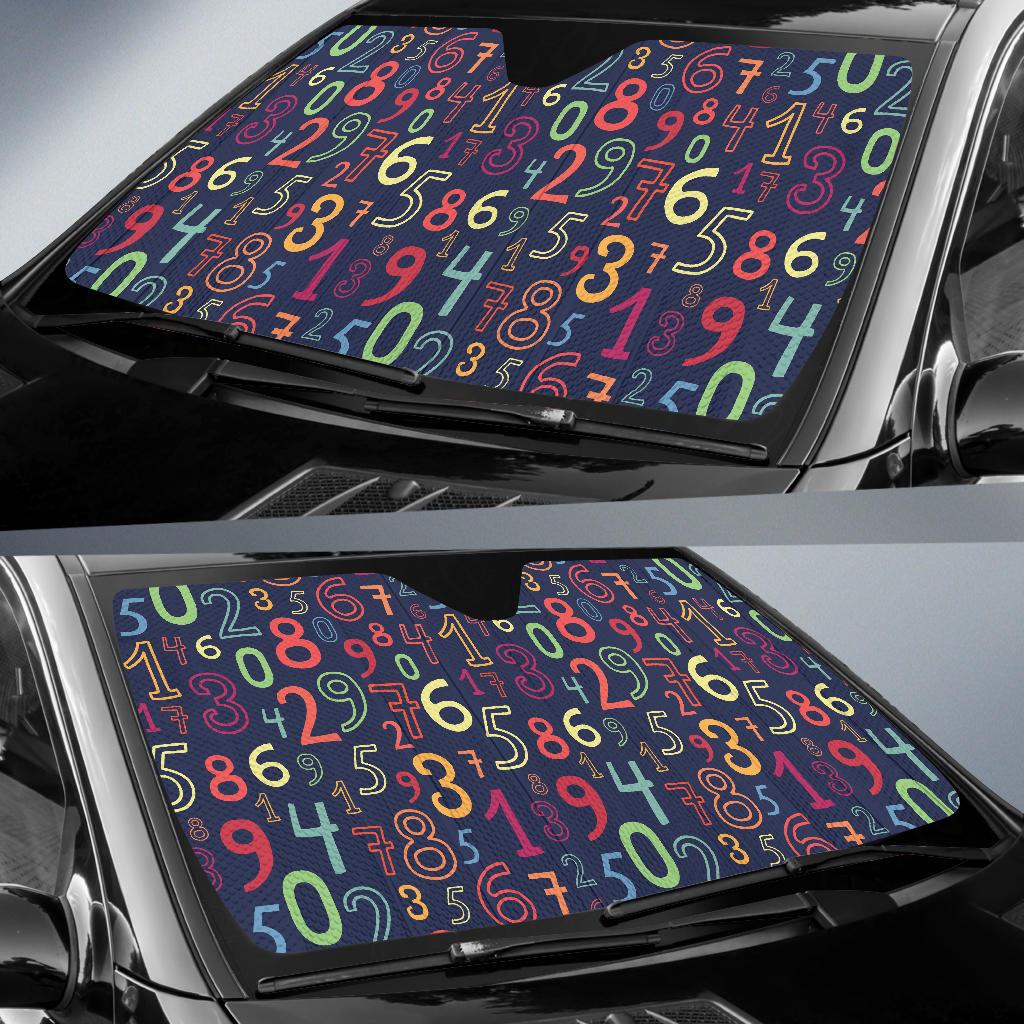 Number Pattern Print Design A01 Car Sun Shades-JORJUNE.COM