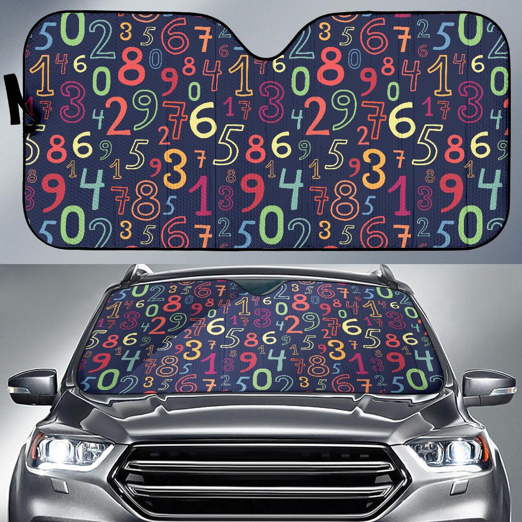 Number Pattern Print Design A01 Car Sun Shades-JORJUNE.COM