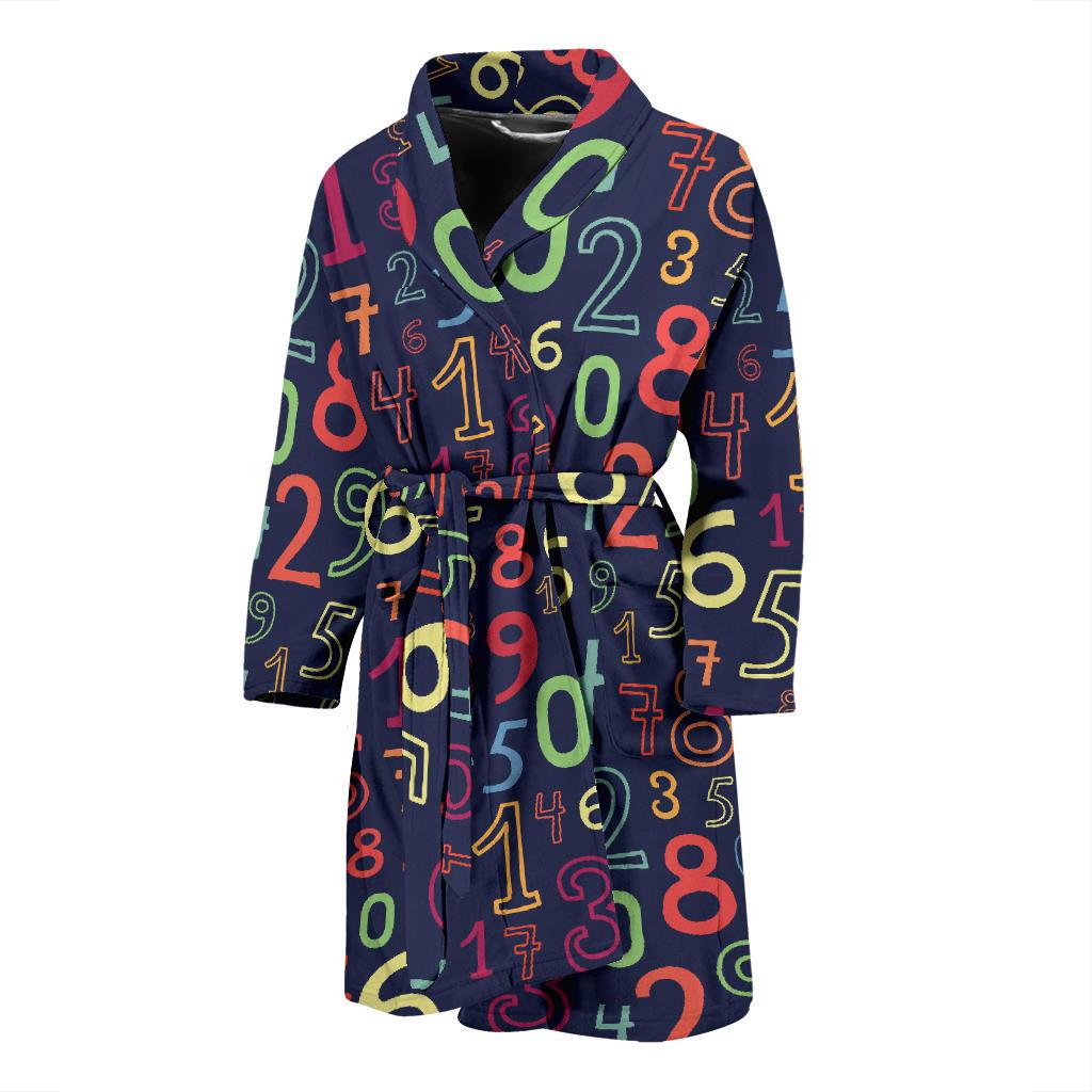 Number Pattern Print Design A01 Men Bathrobe-JORJUNE.COM