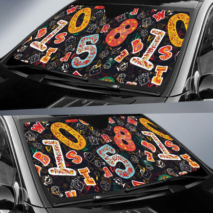 Number Pattern Print Design A03 Car Sun Shades-JORJUNE.COM