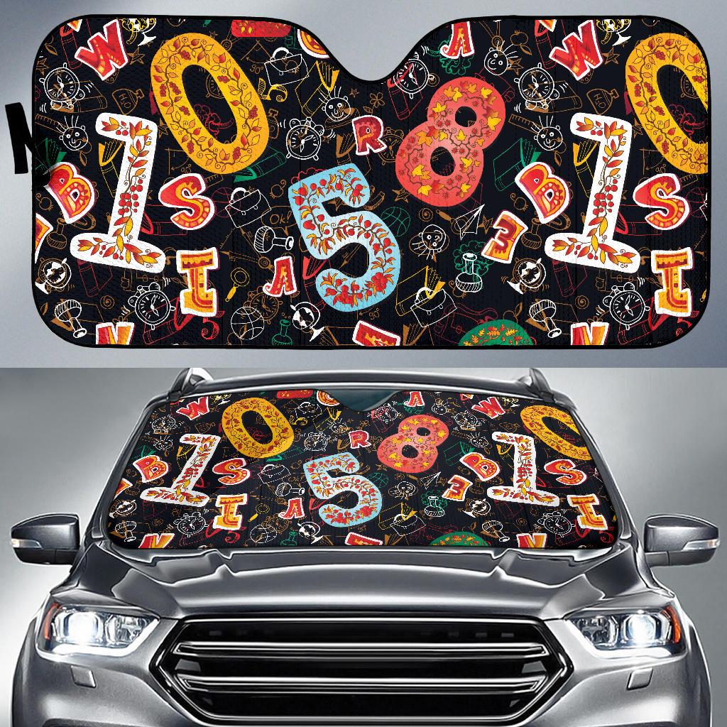 Number Pattern Print Design A03 Car Sun Shades-JORJUNE.COM
