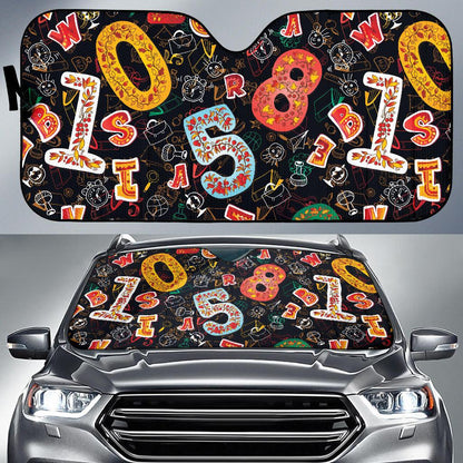 Number Pattern Print Design A03 Car Sun Shades-JORJUNE.COM