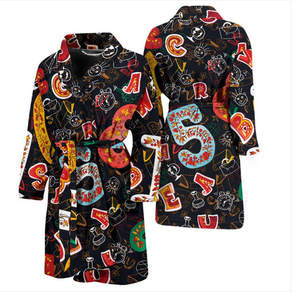 Number Pattern Print Design A03 Men Bathrobe-JORJUNE.COM