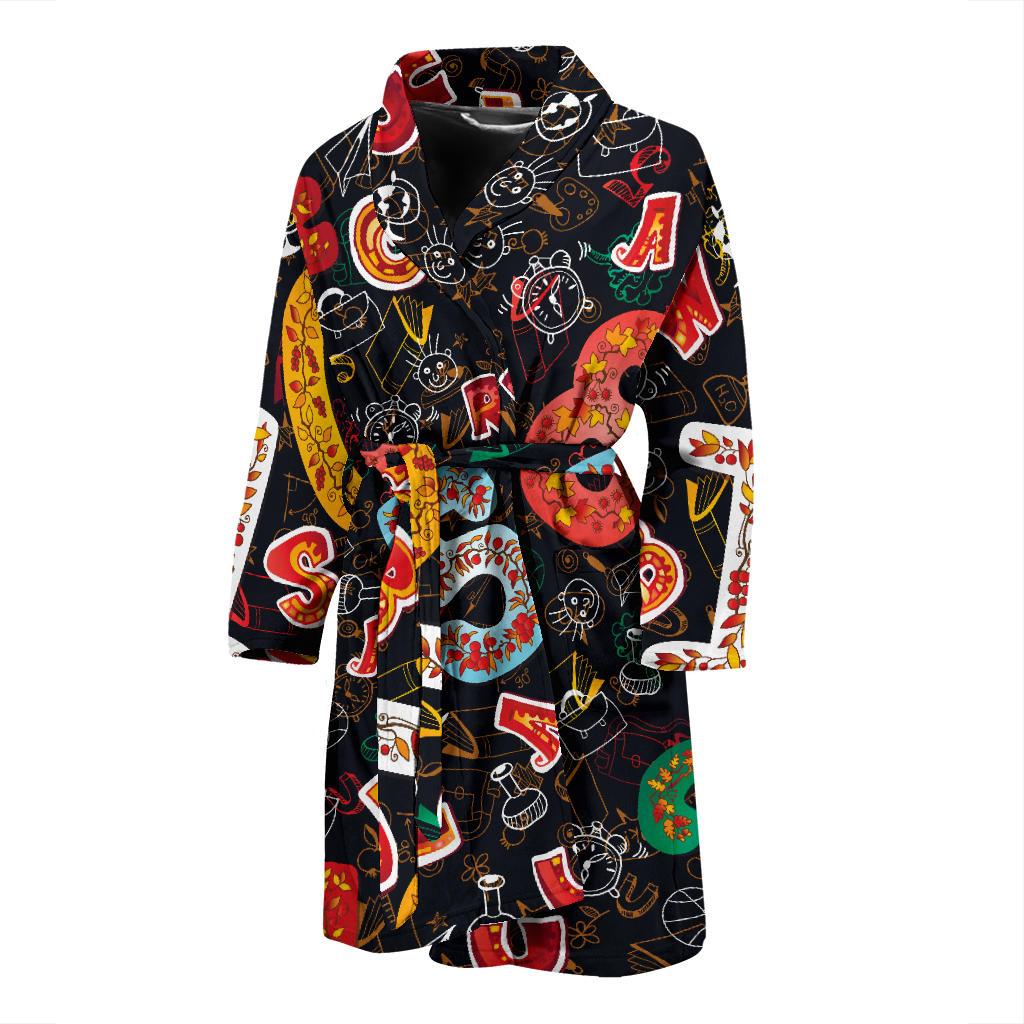 Number Pattern Print Design A03 Men Bathrobe-JORJUNE.COM