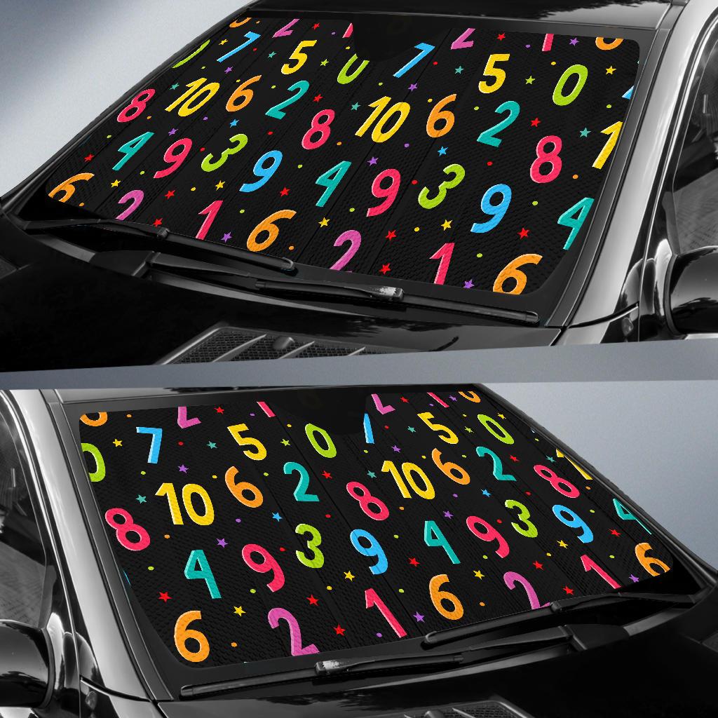 Number Pattern Print Design A04 Car Sun Shades-JORJUNE.COM
