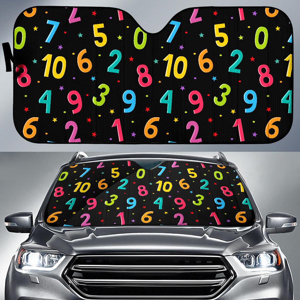 Number Pattern Print Design A04 Car Sun Shades-JORJUNE.COM