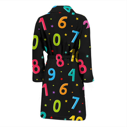 Number Pattern Print Design A04 Men Bathrobe-JORJUNE.COM