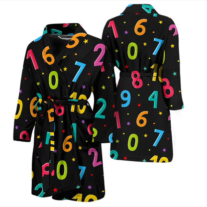 Number Pattern Print Design A04 Men Bathrobe-JORJUNE.COM
