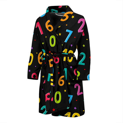 Number Pattern Print Design A04 Men Bathrobe-JORJUNE.COM