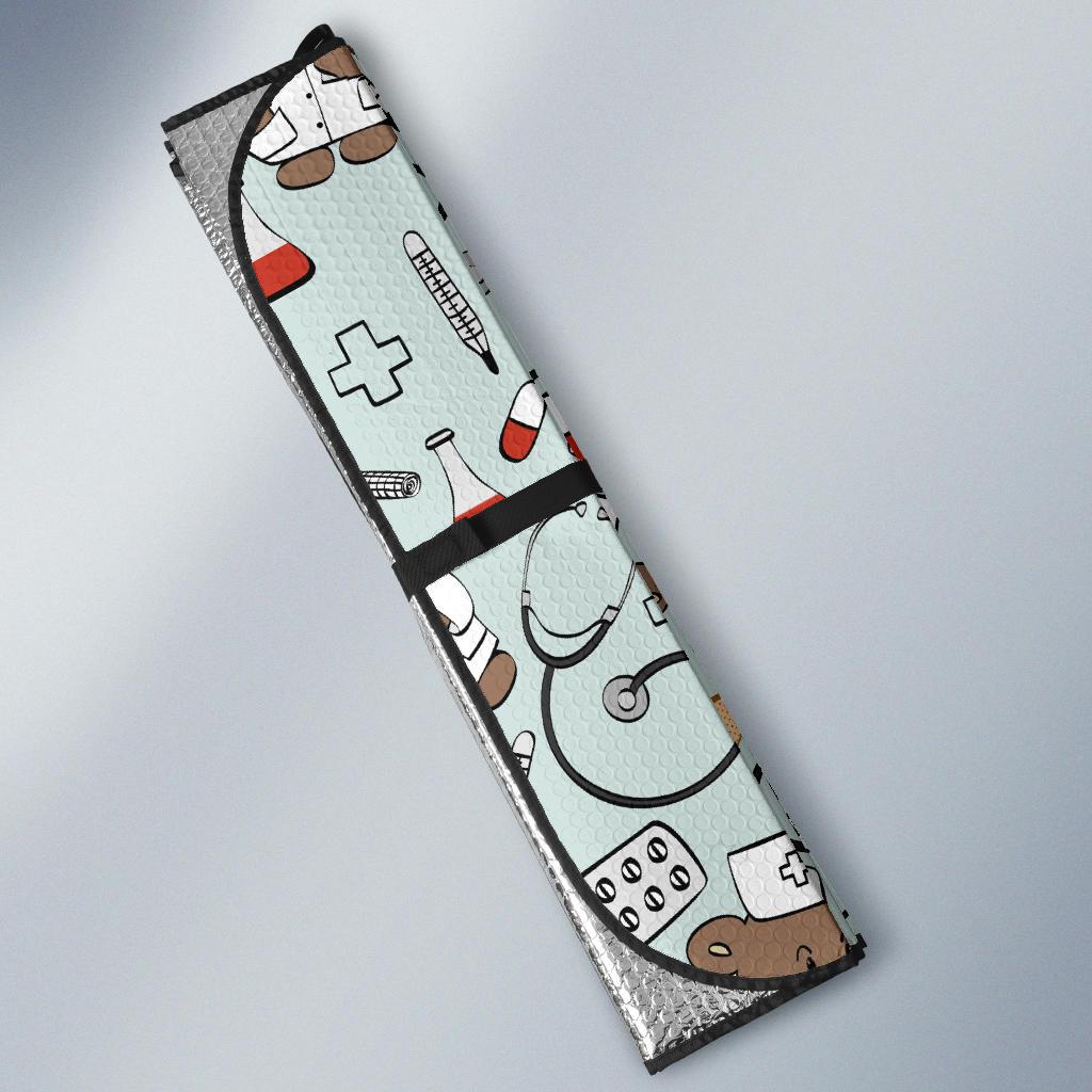 Nurse Bear Pattern Print Design A01 Car Sun Shades-JORJUNE.COM