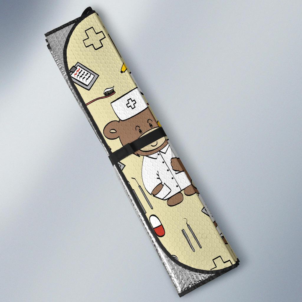 Nurse Bear Pattern Print Design A02 Car Sun Shades-JORJUNE.COM