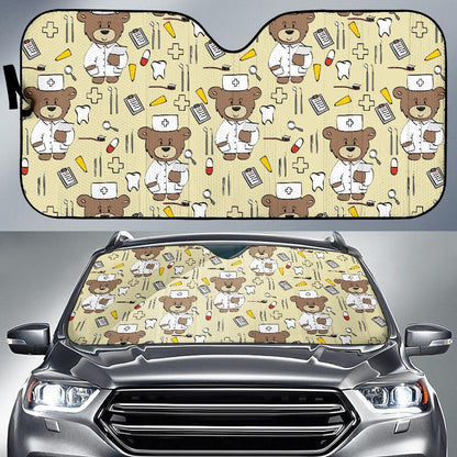 Nurse Bear Pattern Print Design A02 Car Sun Shades-JORJUNE.COM