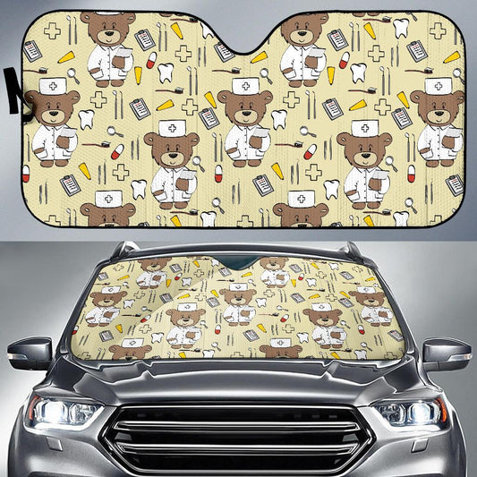 Nurse Bear Pattern Print Design A02 Car Sun Shades-JORJUNE.COM