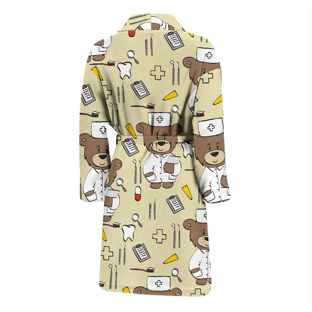 Nurse Bear Pattern Print Design A02 Men Bathrobe-JORJUNE.COM