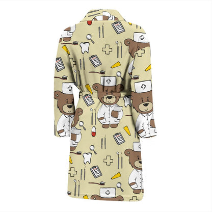 Nurse Bear Pattern Print Design A02 Men Bathrobe-JORJUNE.COM