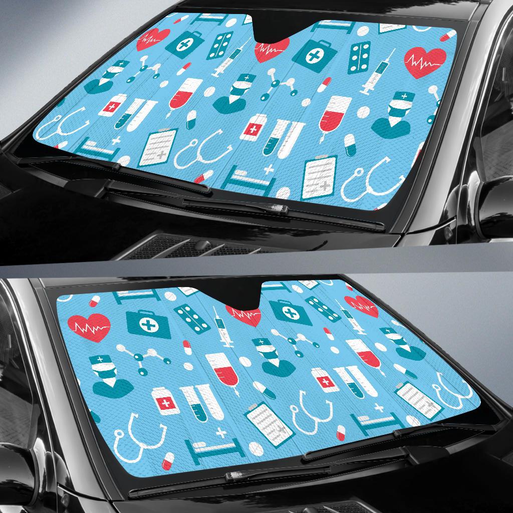 Nurse Pattern Print Design A03 Car Sun Shades-JORJUNE.COM