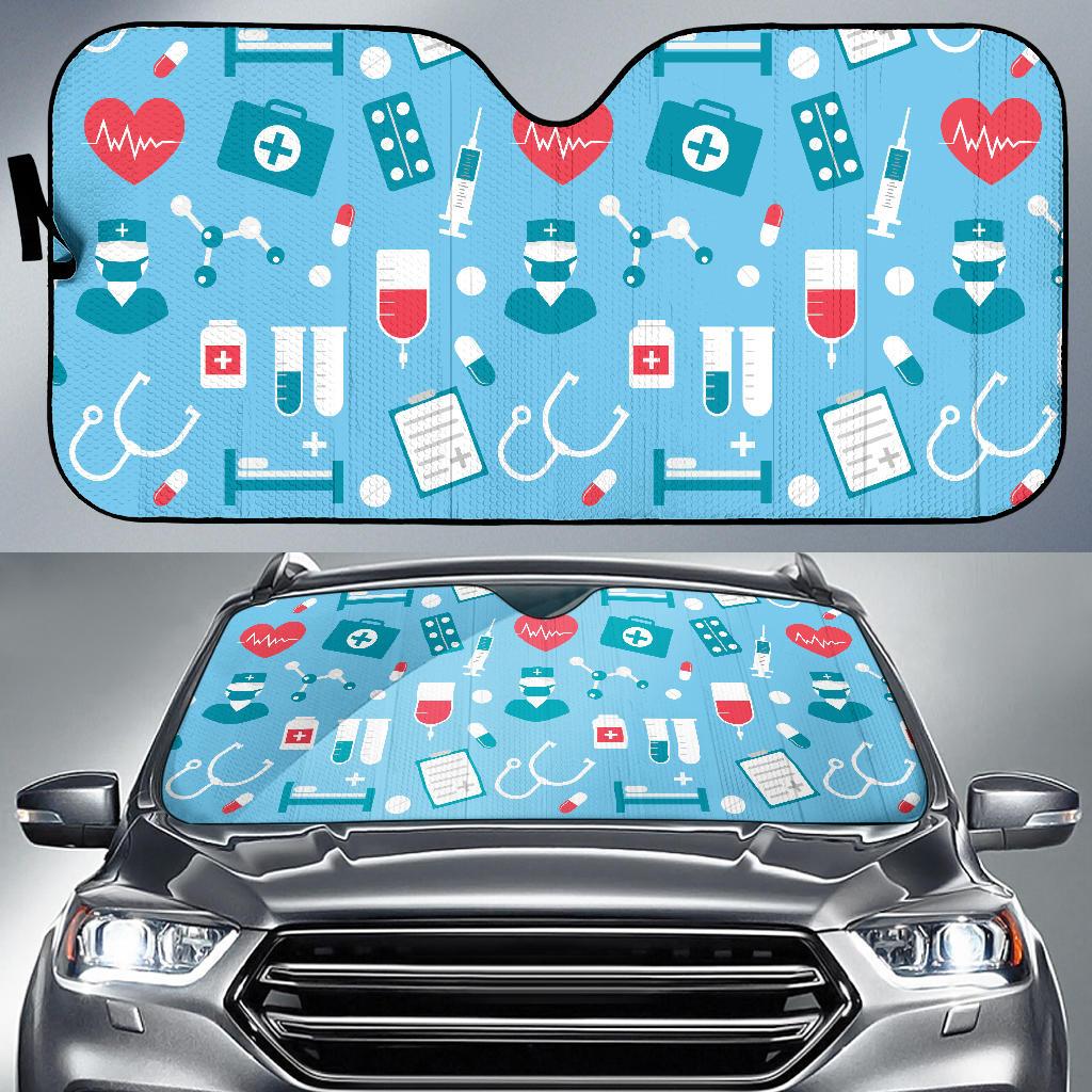 Nurse Pattern Print Design A03 Car Sun Shades-JORJUNE.COM
