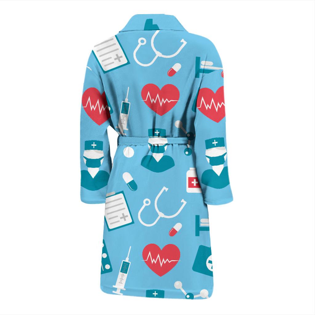 Nurse Pattern Print Design A03 Men Bathrobe-JORJUNE.COM