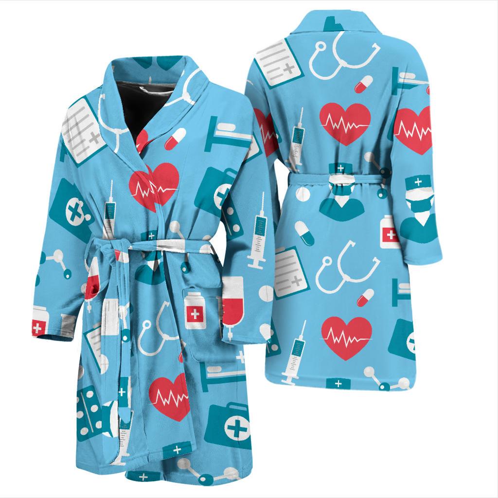 Nurse Pattern Print Design A03 Men Bathrobe-JORJUNE.COM