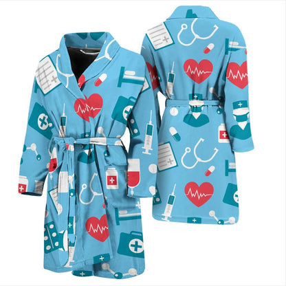 Nurse Pattern Print Design A03 Men Bathrobe-JORJUNE.COM