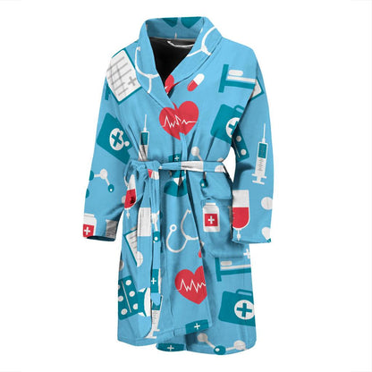 Nurse Pattern Print Design A03 Men Bathrobe-JORJUNE.COM