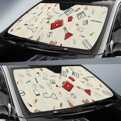 Nurse Pattern Print Design A04 Car Sun Shades-JORJUNE.COM