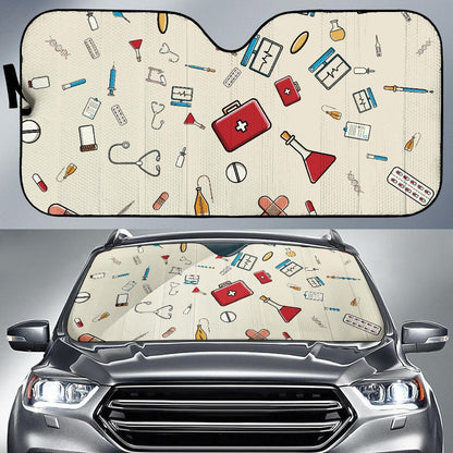 Nurse Pattern Print Design A04 Car Sun Shades-JORJUNE.COM