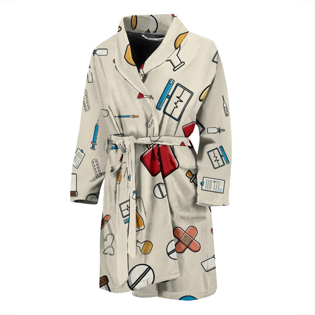 Nurse Pattern Print Design A04 Men Bathrobe-JORJUNE.COM