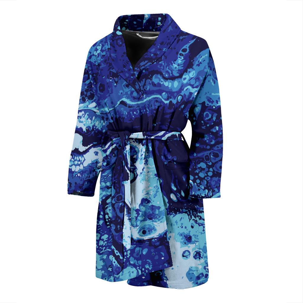 Ocean Liquid Pattern Print Design A03 Men Bathrobe-JORJUNE.COM