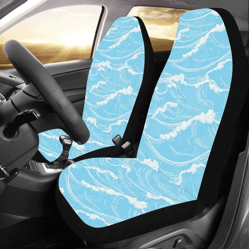 Ocean Wave Pattern Print Design A01 Car Seat Covers (Set of 2)-JORJUNE.COM