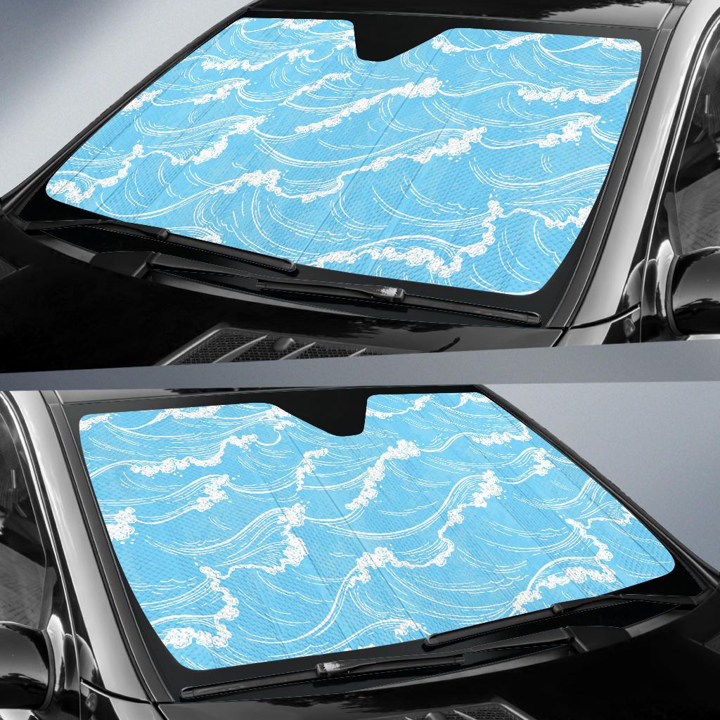 Ocean Wave Pattern Print Design A01 Car Sun Shades-JORJUNE.COM