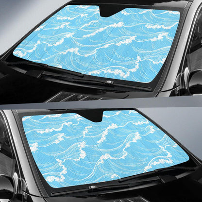 Ocean Wave Pattern Print Design A01 Car Sun Shades-JORJUNE.COM