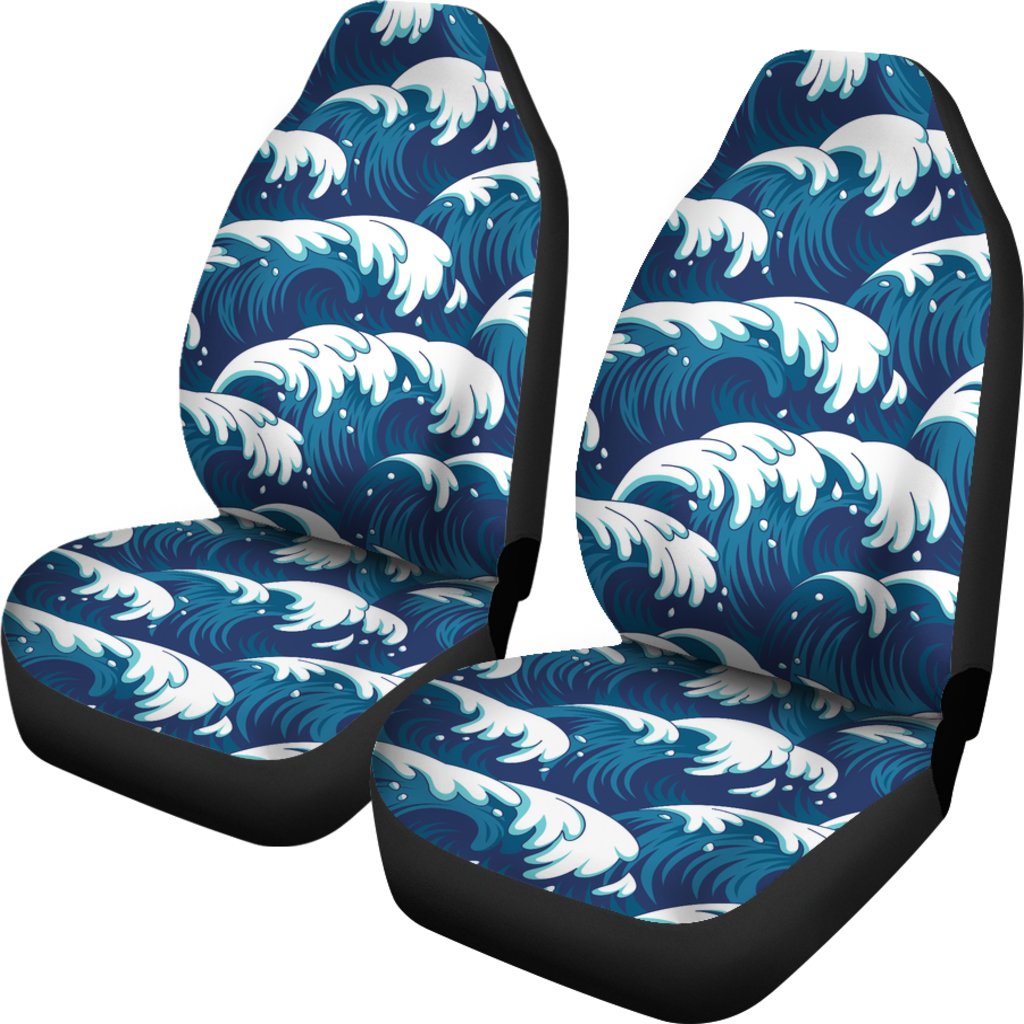 Ocean Wave Pattern Print Universal Fit Car Seat Covers