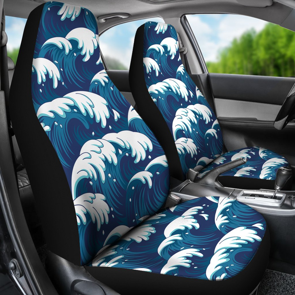 Ocean Wave Pattern Print Universal Fit Car Seat Covers