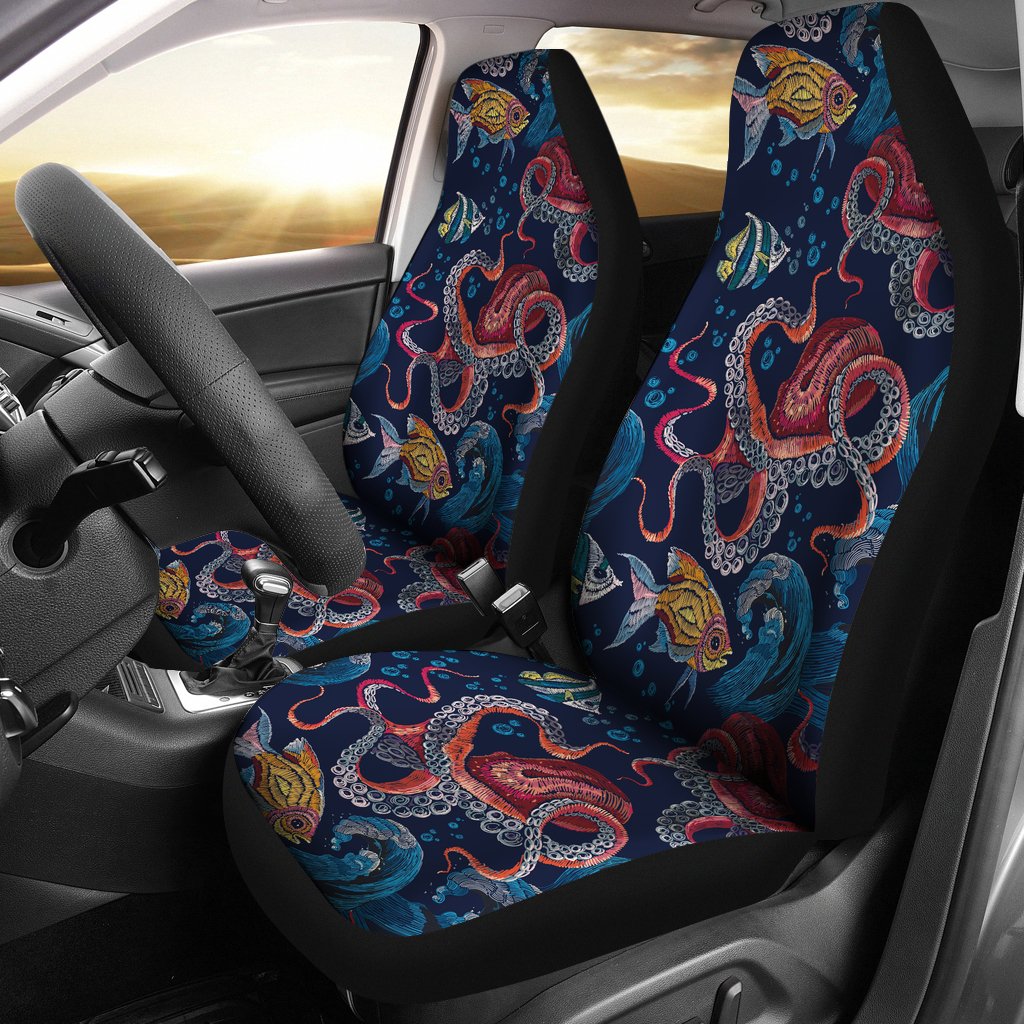 Octopus Deep Sea Print Themed Universal Fit Car Seat Covers