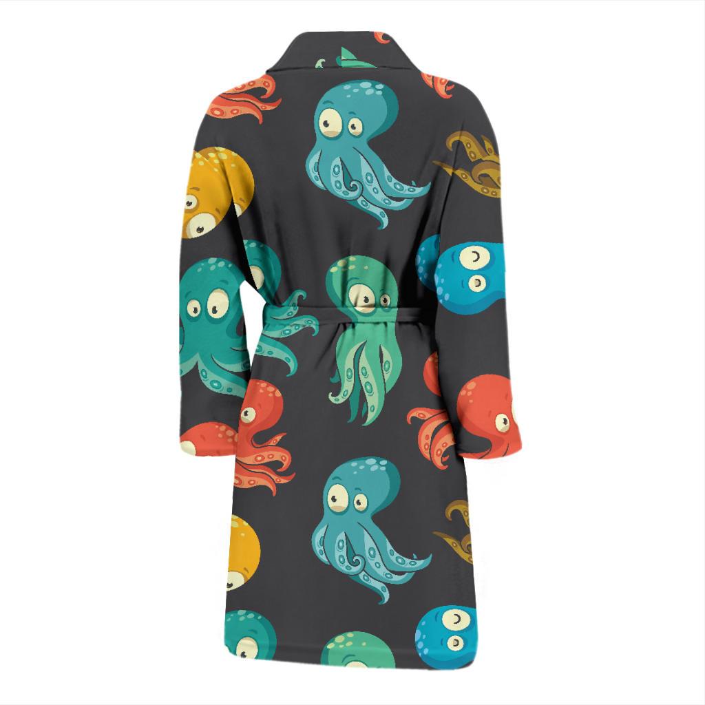 Octopus Pattern Print Design A01 Men Bathrobe-JORJUNE.COM