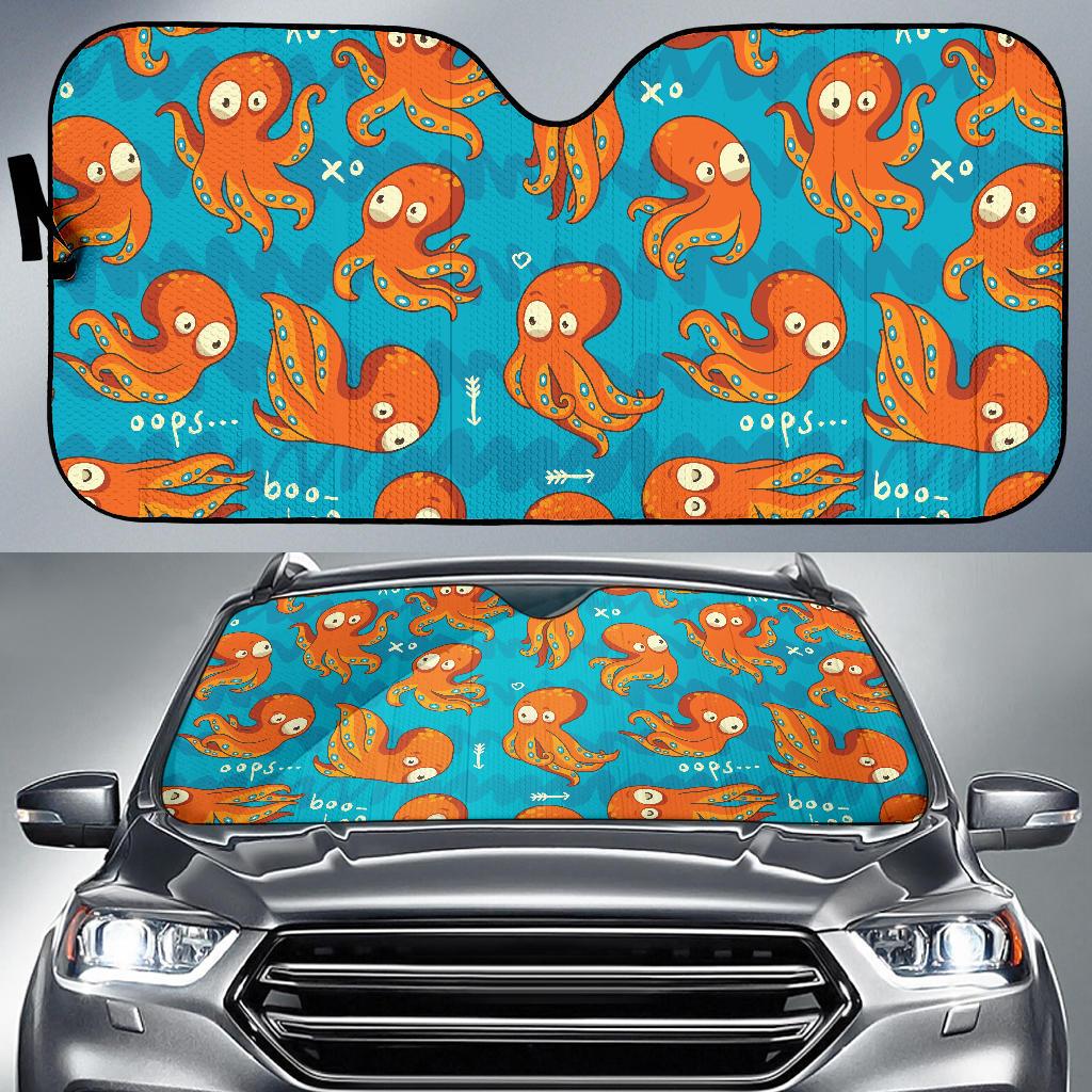 Octopus Pattern Print Design A02 Car Sun Shades-JORJUNE.COM