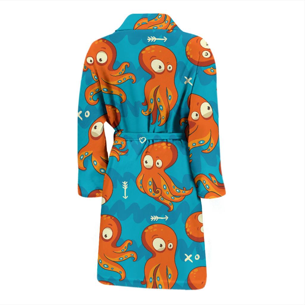 Octopus Pattern Print Design A02 Men Bathrobe-JORJUNE.COM