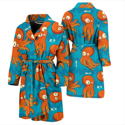 Octopus Pattern Print Design A02 Men Bathrobe-JORJUNE.COM