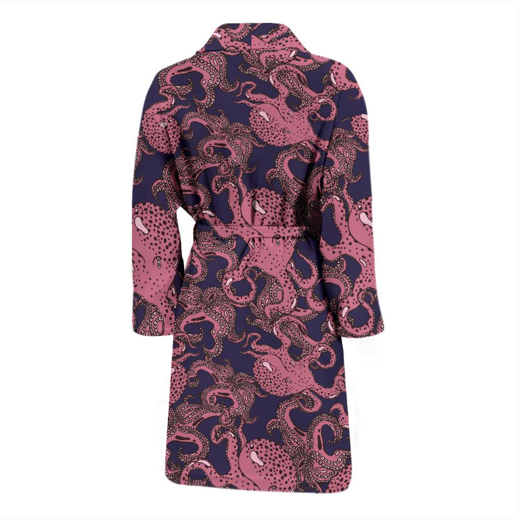Octopus Pattern Print Design A03 Men Bathrobe-JORJUNE.COM