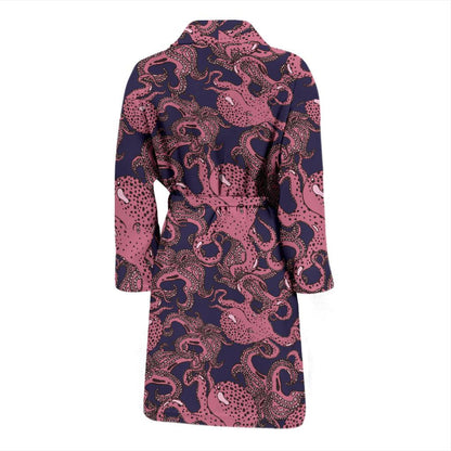 Octopus Pattern Print Design A03 Men Bathrobe-JORJUNE.COM