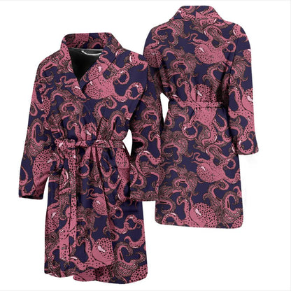 Octopus Pattern Print Design A03 Men Bathrobe-JORJUNE.COM