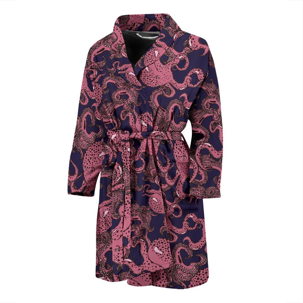 Octopus Pattern Print Design A03 Men Bathrobe-JORJUNE.COM