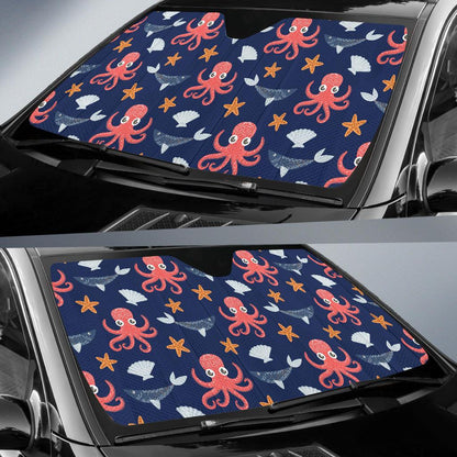 Octopus Pattern Print Design A04 Car Sun Shades-JORJUNE.COM